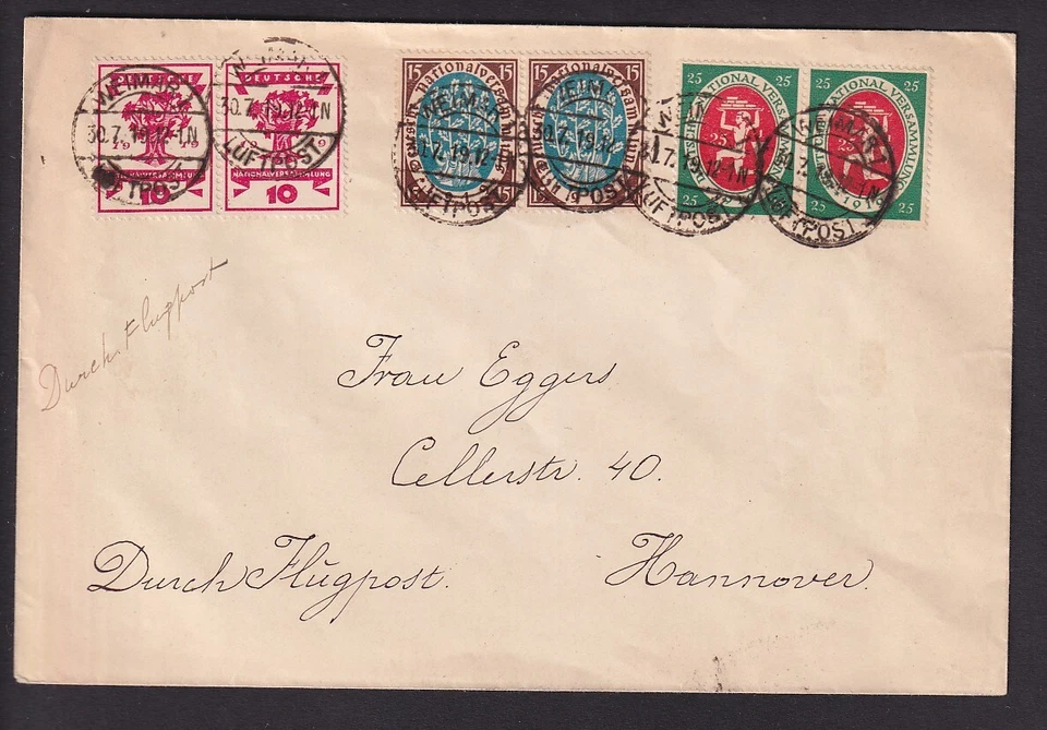 95266 Flugpost Brief Weimar Luftpost 30.7.1919 - Bild 1 von 1