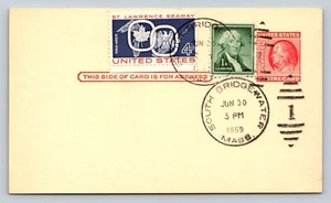VTG c1959 South Bridgewater MA Stamped & Cancelled, No Address Or Writing, Rare - Picture 1 of 2