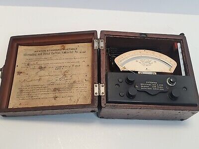 Antique 1919 Weston Portable Voltmeter No. 6108 Cased Scientific Test Instrument • 46.75$