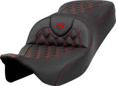 Saddlemen Roadsofa Red Lattice Stitch Gelcore Seat fits 2008-2024 Harley Touring - Image 1 of 2