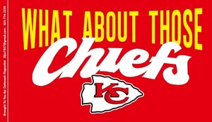 What About Those CHIEFS KC Football 3x5 Flag-251  Free Ship + 5x5 Team Sticker - Picture 1 of 2