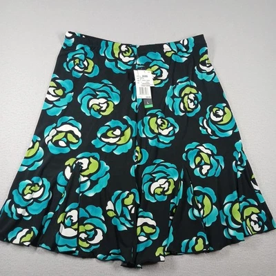 全新带标签女式 BRIGGS 纽约花卉印花裙 L 码黑色 W 多色花卉  — 第 1/4 张图片