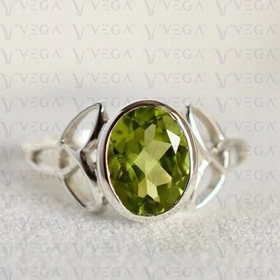 Anillo solitario Art Deco de peridoto natural corte ovalado de 4,00 quilates chapado en platino 950PT Foto 1 de 4