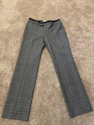 Banana Republic Womens 6 Martin Fit Plaid Wool Blend  Pants Black Gray - Image 1 of 4