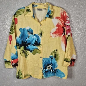 Chico's Top Größe 1 oder Med. Leichte Jacke aus Leinen mit Blumenmuster? damen - Bild 1 von 10