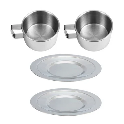  2 Sets Tazza Da Caffè Tazzine Acciaio Inossidabile Coppa Dell'acqua Ufficio - Immagine 1 di 4