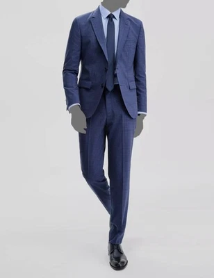 Hugo Boss Hombre Azul Ajuste Moderno Cuadros 2-PC Chaqueta Pantalones Traje Talla 42R Foto 1 de 4