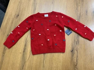 Okie Dokie Long Sleeve Girls Sweater NWT! 5T Metallic Effect Rumba Red - Picture 1 of 12