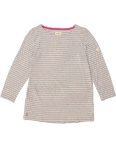 JOULES Womens Top Long Sleeve UK 12 Medium Grey Striped Cotton BB13 - Picture 1 of 3