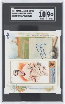 Buster Posey Giants Signed '11 Topps Allen & Ginter N43BA-BP 15/15 SGC 9/10 Card - Image 1 of 4