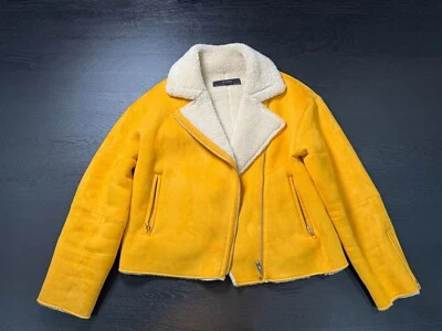 Jaqueta de voo feminina ZARA Basic Outerwear M – amarelo mostarda camurça sintética Sherpa - Imagem 1 de 3