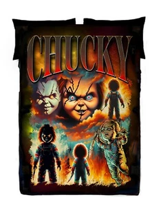 Horror Movie Blanket - Chucky Montage- Twin Bedspread Top Cover / Fleece - Picture 1 of 2