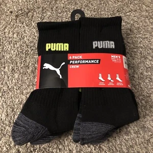 Puma Mens 6 Pack Performance Crew Sock Size 10-13 Shoe Size 6-12 NEW - Picture 1 of 2