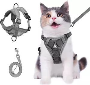 Cat Chest Harness and Leash, Anti-Escape Adjustable Soft Mesh Cat Leash and Ches - Picture 1 of 12
