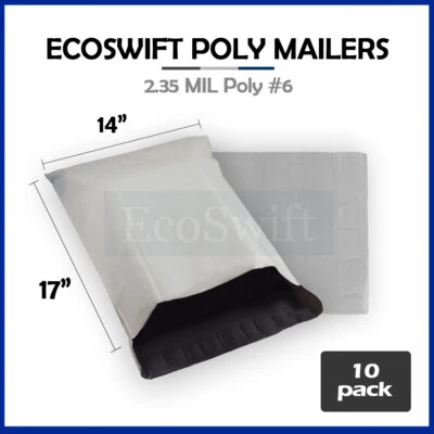 10 14x17 ECOSWIFT WHITE POLY MAILERS SHIPPING ENVELOPES BAGS