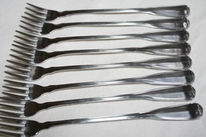 NORTHLAND ONEIDA STAINLESS FLATWARE KOREA "RIDGEWOOD" (8) COCKTAIL FORKS 6 1/4" - Picture 1 of 3
