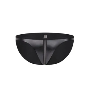 Sexy Leather Briefs Men's Mesh Low Waist Underwear Brief Shorts Erotic Panties - Picture 1 of 8