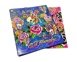 RARE Vintage Ed Hardy Lisa Frank 3 RING BINDER Love Kills Slowly Peacock flowers - Picture 1 of 13
