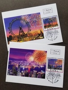 Austria Hong Kong Joint Issue Fireworks 2006 (maxicard) *crystal *unusual *rare - Picture 1 of 6