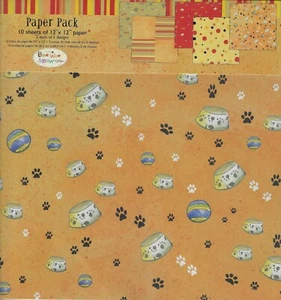 Paper Pack 10 sheets of 12" X 12" paper- Bow Wow Meow Collection MSC-4034 New - Picture 1 of 2