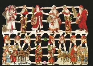 German Embossed Vintage Style Scrap Die Cut - Lots of Christmas Santa   EF7331 - Picture 1 of 1
