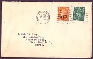 MEF Middle East Forces SG M7 gebraucht auf 1950 Brief von Bournemouth nach Redditch. - Bild 1 von 2