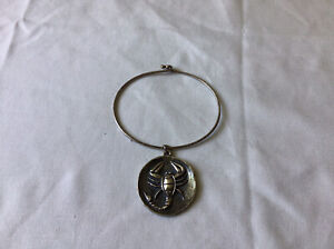 JAMES AVERY STERLING SILVER WIRE BRACELET WITH SCORPION CHARM ￼SIGNED JA