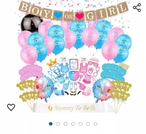90+ Pieces Gender Reveal Party Supplies Kit Boy or Girl Party Decorations USA - Picture 1 of 6
