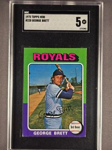 Tarjeta de novato 1975 Topps Mini #228 George Brett RC SGC 5 EX Kansas City Royals - Imagen 1 de 2