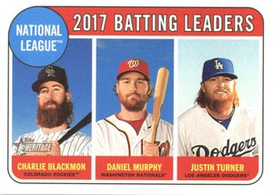 2018 Topps Heritage #2 Charlie Blackmon/Justin Turner/Daniel Murphy NM-MT 