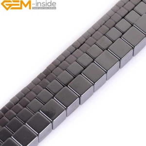 3mm 4mm 6mm Natural Black Hematite Gemstone Cube Beads For Jewelry Making 15" - Picture 1 of 36