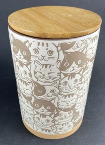 Cats & Kittens Treat Jar Tan & White Funny Faces Canister Ceramic 7" NEW - Bild 1 von 10