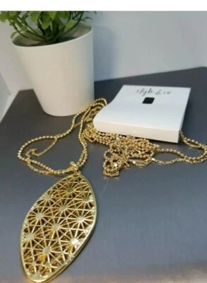 Collar Style & Co Tono Dorado Doble Capa Extra Largo $29.50 Nuevo con Etiquetas Foto 1 de 4