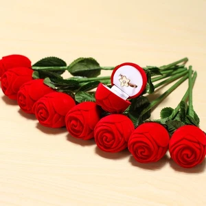 Hochwertige Rosen Ring Box Rose Romantisch Verlobungsring Box Schmuckaufbewahrung Rot - Bild 1 von 7
