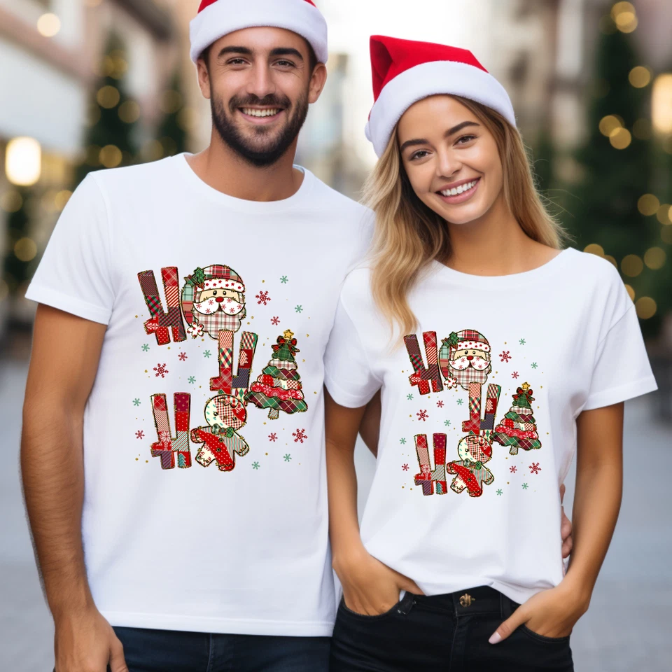 SAUTE STYLES Christmas T Shirts HO HO HO Xmas Tee Santa Claus Snowman Tree Holiday Outfit Top