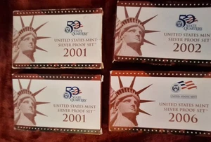 Lot Of SILVER State Quarters W/ OGB $ COA (2) 2001, 2002, 2006 - Picture 1 of 1
