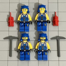 Lego Power Miners guy orange scar minifigure 8958 8709 Lot Of 4 H4 24