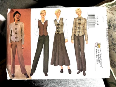 BUTTERICK SEWING PATTERN #6711 JACKET, VEST, SKIRT, PANTS UNCU T SIZE 12, 14, 16 - Image 1 of 2