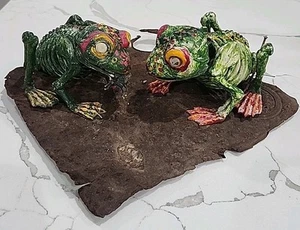 EVA KOLOSVARY-STUPLER Assemblage Art Piece. Garden Frogs 🐸 - Picture 1 of 5