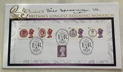 GB QEII 2015 подписанный Bill Speakman VC Long To Reign Over Us Machin FDC London SW1 - Изображение 1 из 4