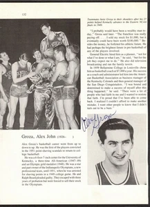 Alex Groza Original Signed Autograph Magazine Page University of Kentucky - Picture 1 of 1