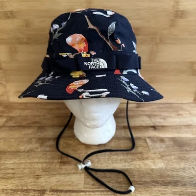 North Face V 级调光桶帽罕见蘑菇花印花海军蓝 SM — 第 1/4 张图片