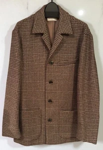 DRIES VAN NOTEN 100% Wool Jacket Brown Multicolor Glen Plaid Size: S Men 2023 AW - Picture 1 of 5