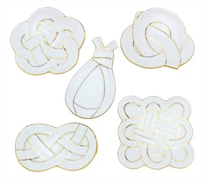 24To3 Nishitomi Keramik Arita Geschirr Teller Set, Densei Ofen, 5 Muster, Gold, P_ - Bild 1 von 5