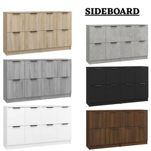 2 Pcs Sideboards Side Cabinet Display Storage Cupboard Engineered Wood Vidaxl - Picture 1 of 37