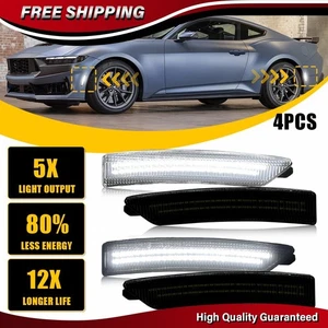 4X Smoke White Front/Rear Clearance Side Marker Light For Ford Mustang 2024-2025 - Picture 1 of 15