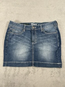 Falda vaquera de tiro ultra bajo con tachuelas lavado medio Wrangler Rock 47 para mujer talla 7 - Imagen 1 de 10