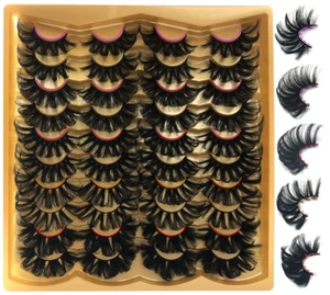 25MM Mink Lashes 25 mm False Eyelashes Long 20 Pairs Pack Dramatic 5D Full Vo - Picture 1 of 7