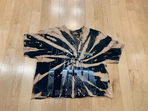 Pink-Floyd Crop-Top Shirt Womens Large Liquid-Blue Swirl Stomach Rock Festival - Picture 1 of 6