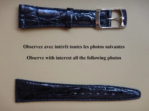 20 mm 14 mm COTÉ BOUCLE BRACELET NOIR BRILLANT CROCODILE VÉRITABLE Fab FRANCAISE - Imagen 1 de 15